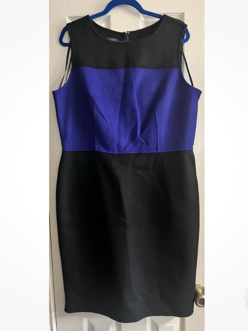 Talbots Black and Blue Colorblock Sheath Dress Size 16